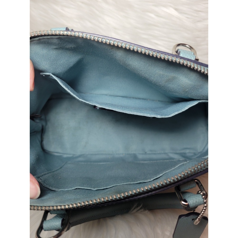 Coach Mini Sierra Satchel Leather Bag Teal/Marine Green Handbag Purse - Picture 7 of 11